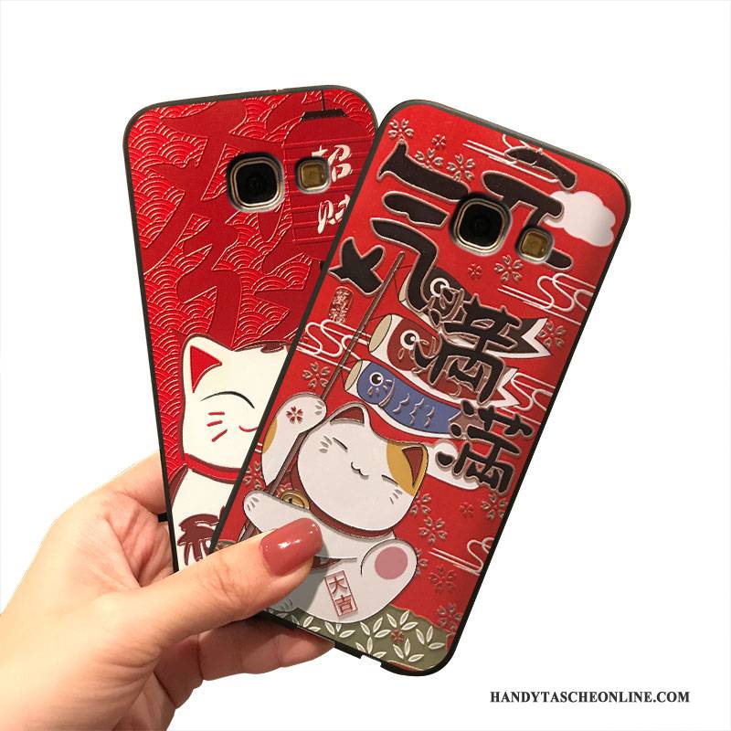 Hülle Samsung Galaxy A7 2017 Taschen Hängende Verzierungen Nette, Case Samsung Galaxy A7 2017 Silikon Reichtum Rot
