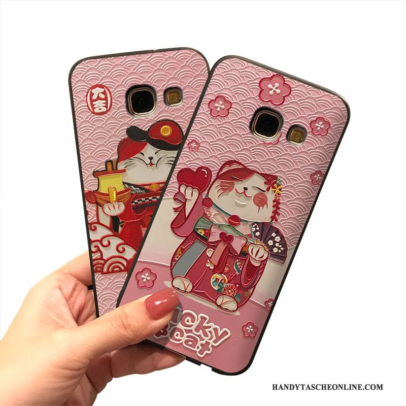 Hülle Samsung Galaxy A7 2017 Taschen Nette Reichtum, Case Samsung Galaxy A7 2017 Silikon Katzen Hängende Verzierungen
