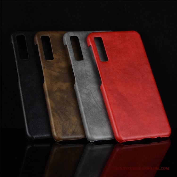 Hülle Samsung Galaxy A7 2018 Leder Handyhüllen Litchi, Case Samsung Galaxy A7 2018 Schutz Qualität Muster