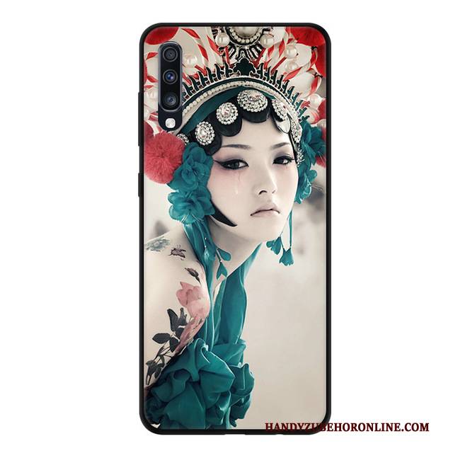 Hülle Samsung Galaxy A70 Schutz Handyhüllen Nubuck, Case Samsung Galaxy A70 Weiche Blau Anti-sturz