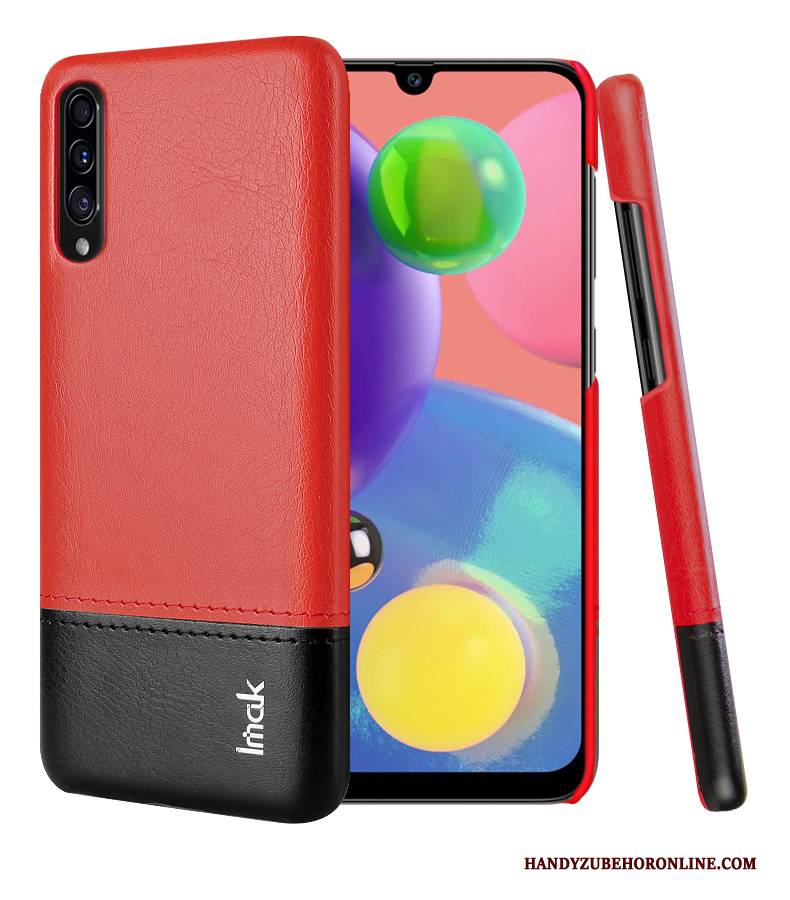Hülle Samsung Galaxy A70s Leder Business Anti-sturz, Case Samsung Galaxy A70s Schutz Rot Handyhüllen