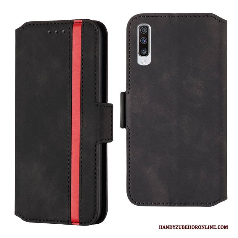 Hülle Samsung Galaxy A70s Taschen High-end Handyhüllen, Case Samsung Galaxy A70s Lederhülle Schwarz Business