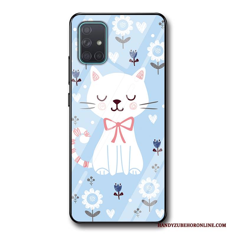 Hülle Samsung Galaxy A71 Karikatur Glas Einfach, Case Samsung Galaxy A71 Taschen Persönlichkeit Schwer