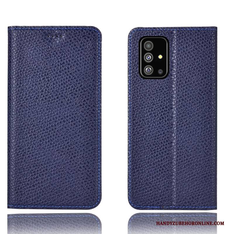Hülle Samsung Galaxy A71 Leder Blau Muster, Case Samsung Galaxy A71 Taschen Mesh Handyhüllen