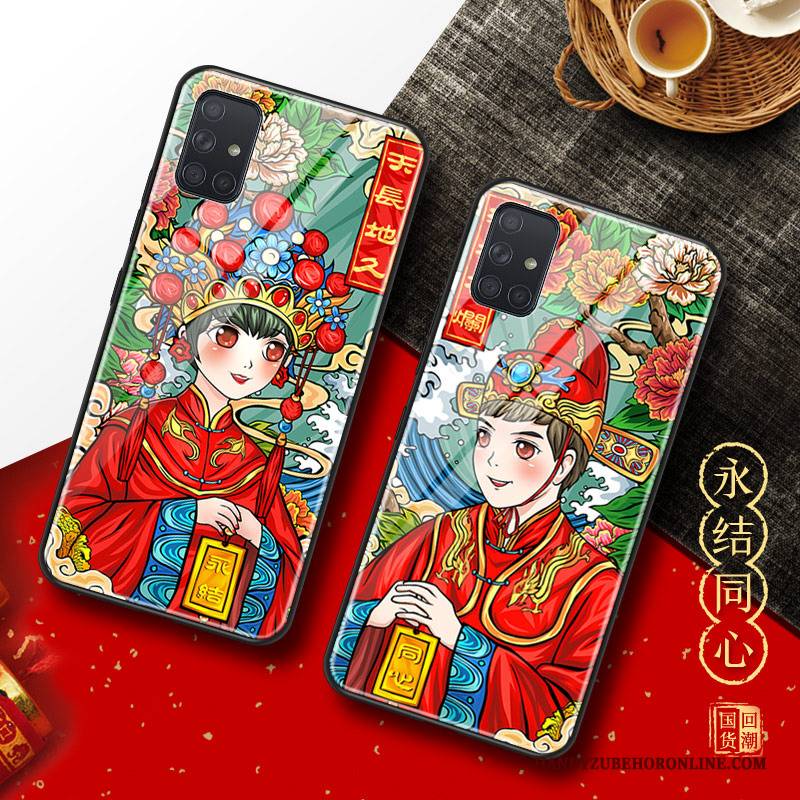 Hülle Samsung Galaxy A71 Schutz Handyhüllen Chinesische Art, Case Samsung Galaxy A71 Rot Liebhaber