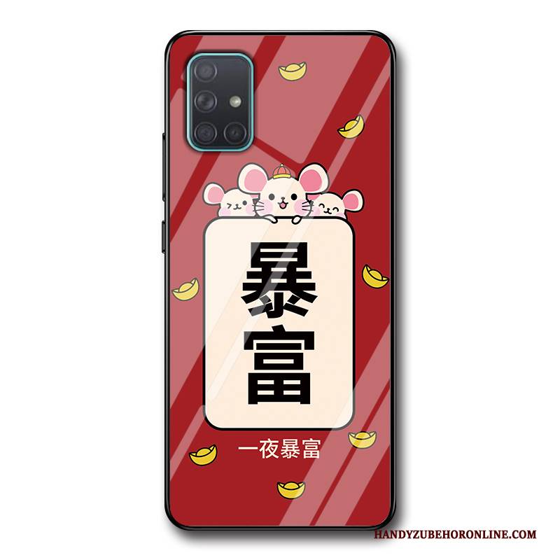 Hülle Samsung Galaxy A71 Taschen Rot Handyhüllen, Case Samsung Galaxy A71 Silikon Ratte Glas
