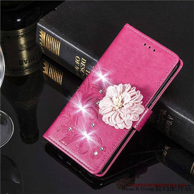 Hülle Samsung Galaxy A8 2018 Halterung Karte Handyhüllen, Case Samsung Galaxy A8 2018 Folio Rot