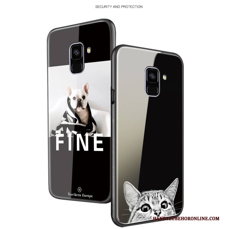 Hülle Samsung Galaxy A8 2018 Taschen Handyhüllen Glas, Case Samsung Galaxy A8 2018 Kreativ Schwer Nette
