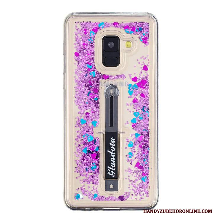Hülle Samsung Galaxy A8 2018 Weiche Lila Handyhüllen, Case Samsung Galaxy A8 2018 Kreativ Treibsand Pulver