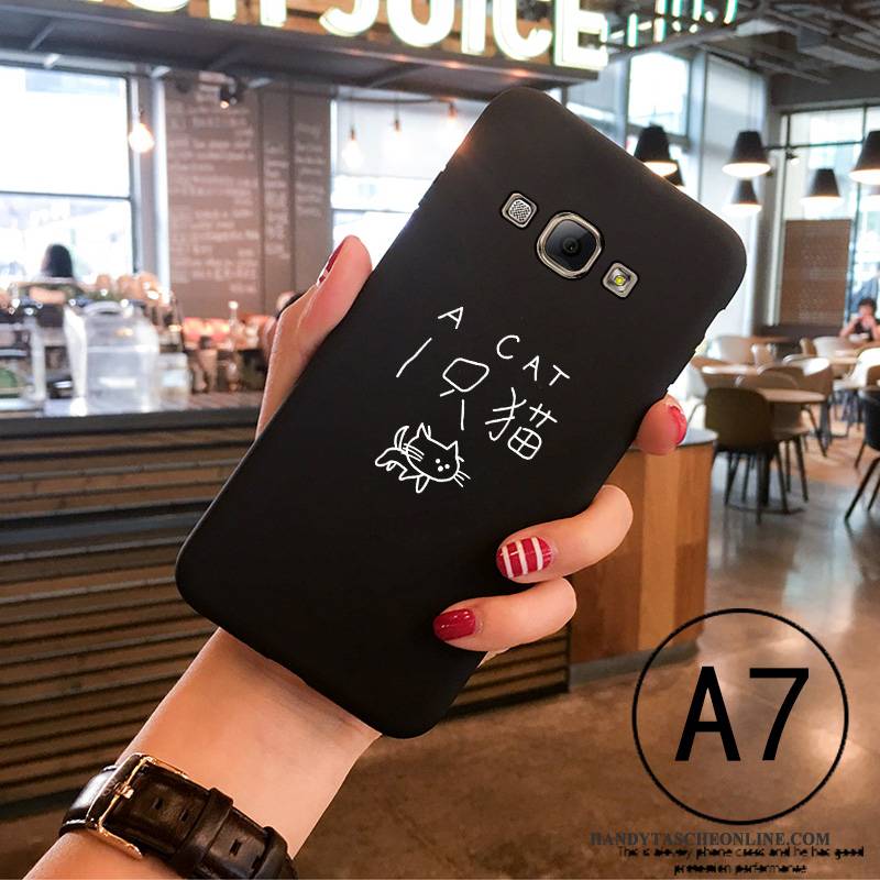 Hülle Samsung Galaxy A8 Karikatur Schwarz Nubuck, Case Samsung Galaxy A8 Silikon Schlank Handyhüllen