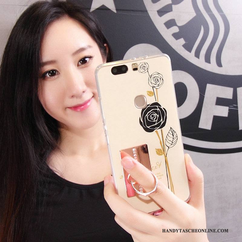 Hülle Samsung Galaxy A8 Silikon Anti-sturz Hängende Verzierungen, Case Samsung Galaxy A8 Halterung Handyhüllen Gold