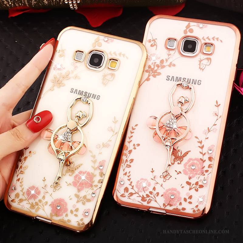 Hülle Samsung Galaxy A8 Strass Rosa Handyhüllen, Case Samsung Galaxy A8 Gold Ring