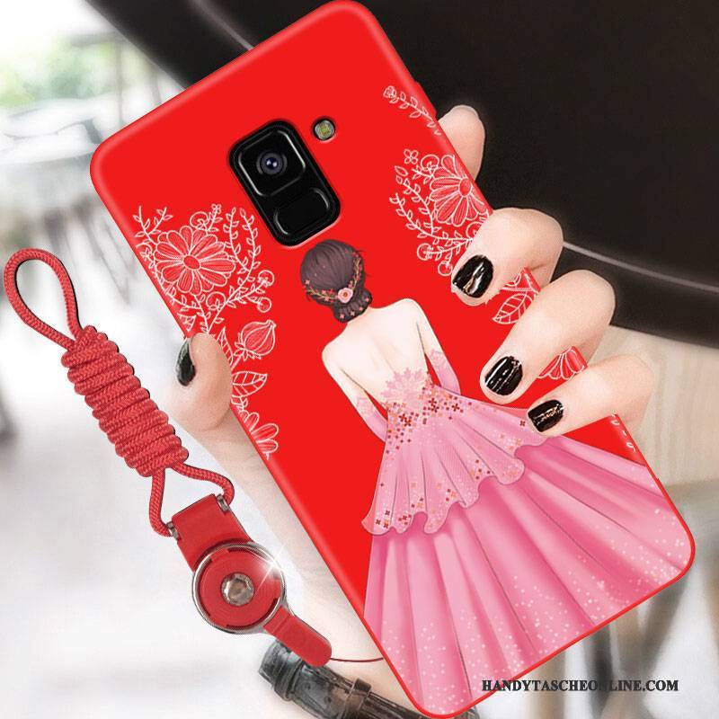 Hülle Samsung Galaxy A8+ Taschen Anti-sturz Persönlichkeit, Case Samsung Galaxy A8+ Schutz Handyhüllen Rot