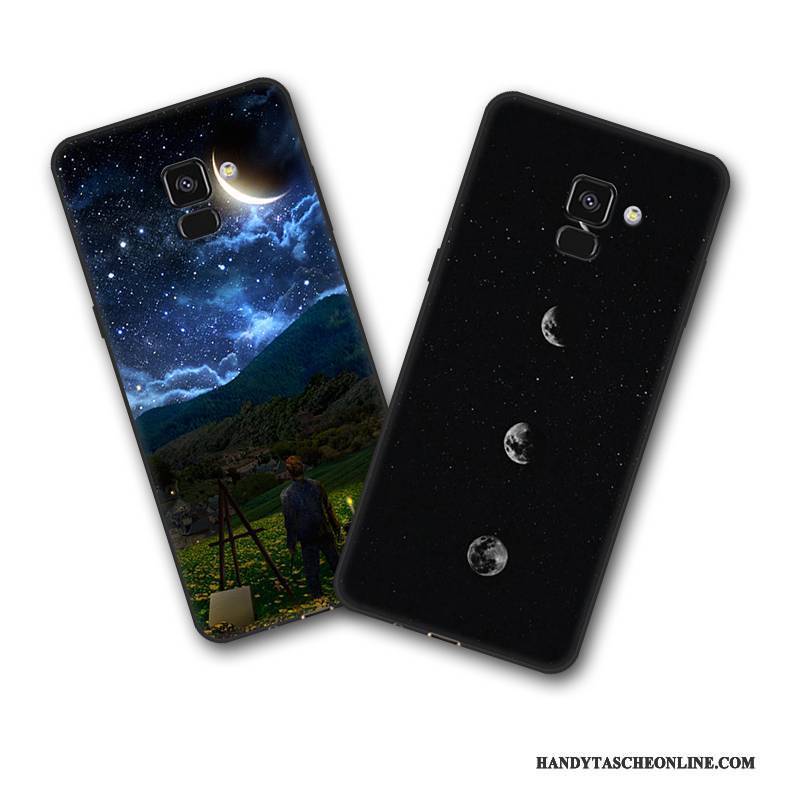 Hülle Samsung Galaxy A8+ Taschen Handyhüllen Persönlichkeit, Case Samsung Galaxy A8+ Schutz Anti-sturz Schwarz