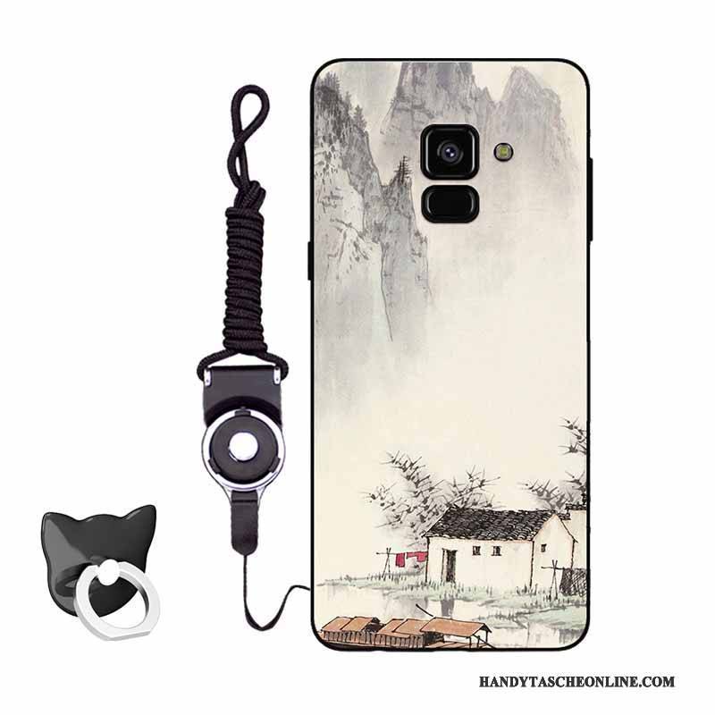 Hülle Samsung Galaxy A8+ Weiche Anti-sturz Grau, Case Samsung Galaxy A8+ Taschen Wind Persönlichkeit