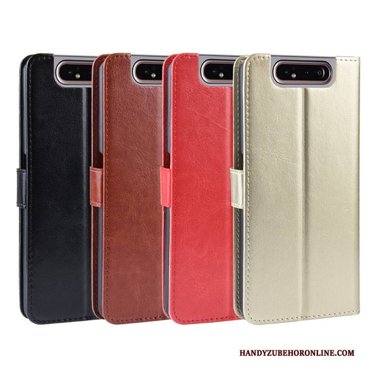 Hülle Samsung Galaxy A80 Lederhülle Muster Handyhüllen, Case Samsung Galaxy A80 Schutz Gold