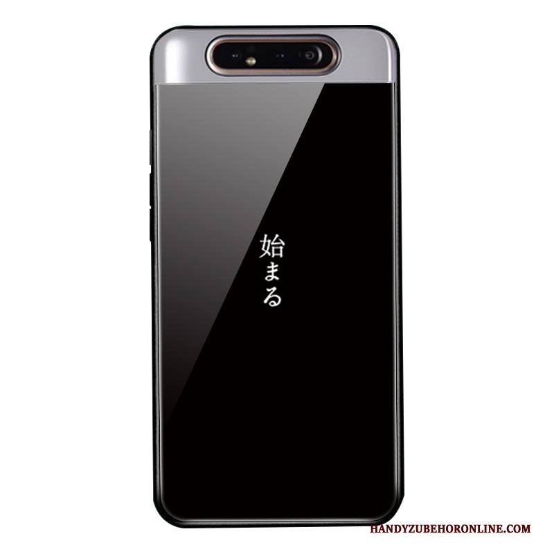Hülle Samsung Galaxy A80 Silikon Schwarz Handyhüllen, Case Samsung Galaxy A80 Schutz Trend Glas