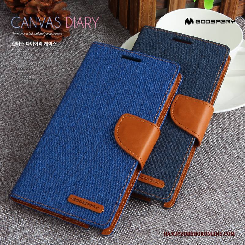 Hülle Samsung Galaxy A9 2018 Folio Blau Leinwand, Case Samsung Galaxy A9 2018 Geldbörse