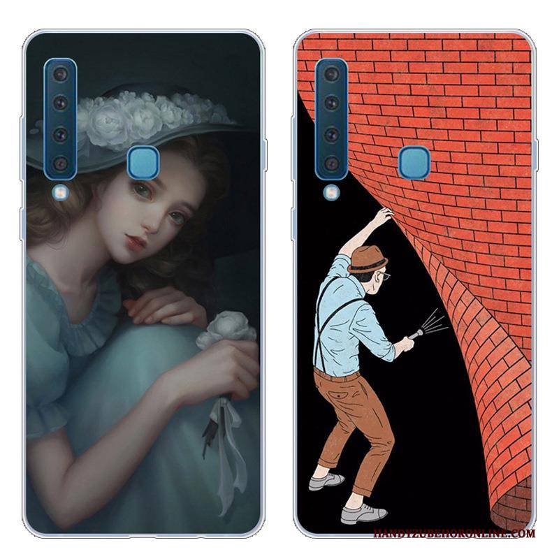 Hülle Samsung Galaxy A9 2018 Kreativ Handyhüllen Anti-sturz, Case Samsung Galaxy A9 2018 Weiche Kunst Blau