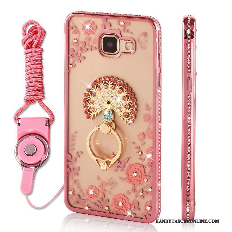 Hülle Samsung Galaxy A9 Strass Handyhüllen Hängende Verzierungen, Case Samsung Galaxy A9 Schutz Ring Rosa