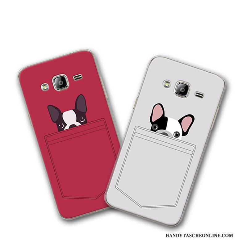 Hülle Samsung Galaxy J3 2016 Schutz Rot Anti-sturz, Case Samsung Galaxy J3 2016 Karikatur Schwer Handyhüllen