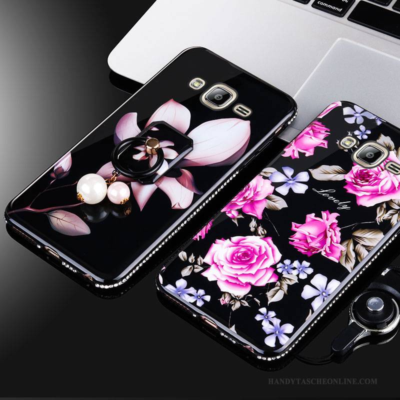 Hülle Samsung Galaxy J3 2016 Taschen Trend Persönlichkeit, Case Samsung Galaxy J3 2016 Kreativ Hängende Verzierungen Schwarz