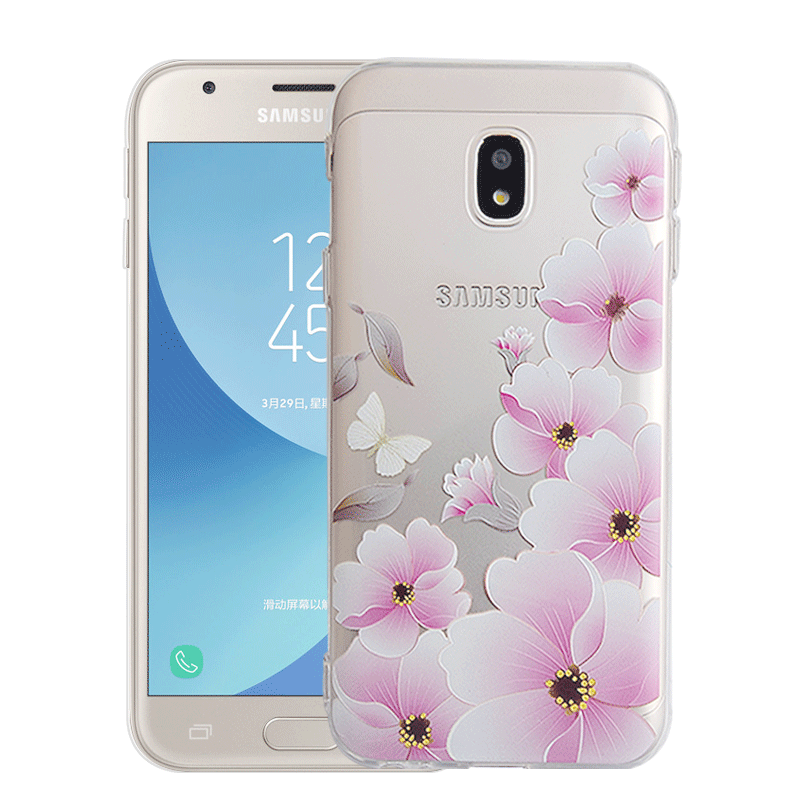 Hülle Samsung Galaxy J3 2017 Prägung Anti-sturz Handyhüllen, Case Samsung Galaxy J3 2017 Schutz Rosa