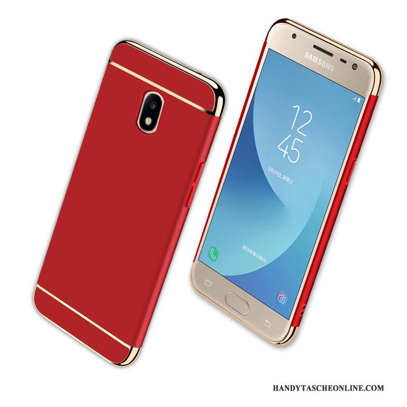 Hülle Samsung Galaxy J3 2017 Taschen Rot Handyhüllen, Case Samsung Galaxy J3 2017 Schutz Anti-sturz Nubuck