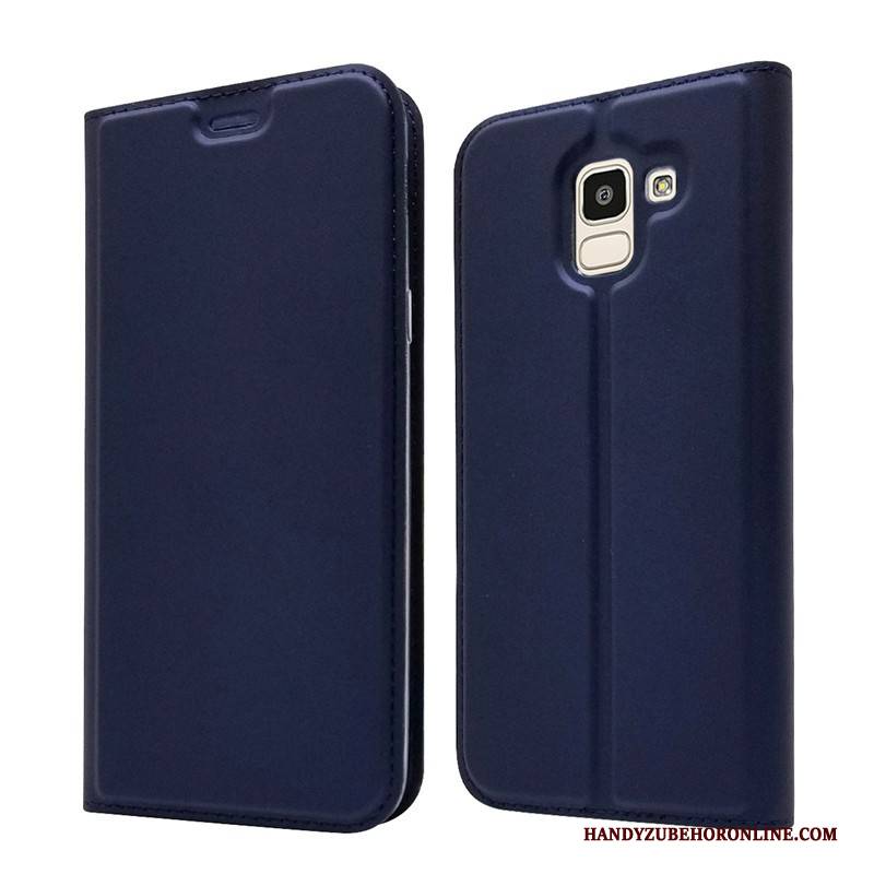 Hülle Samsung Galaxy J6 Schutz Karte Anti-sturz, Case Samsung Galaxy J6 Folio Dunkelblau Schlank