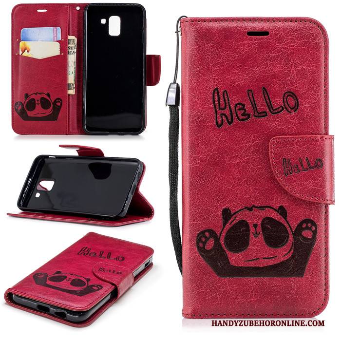 Hülle Samsung Galaxy J6 Taschen Handyhüllen Trend, Case Samsung Galaxy J6 Folio Rot Anti-sturz