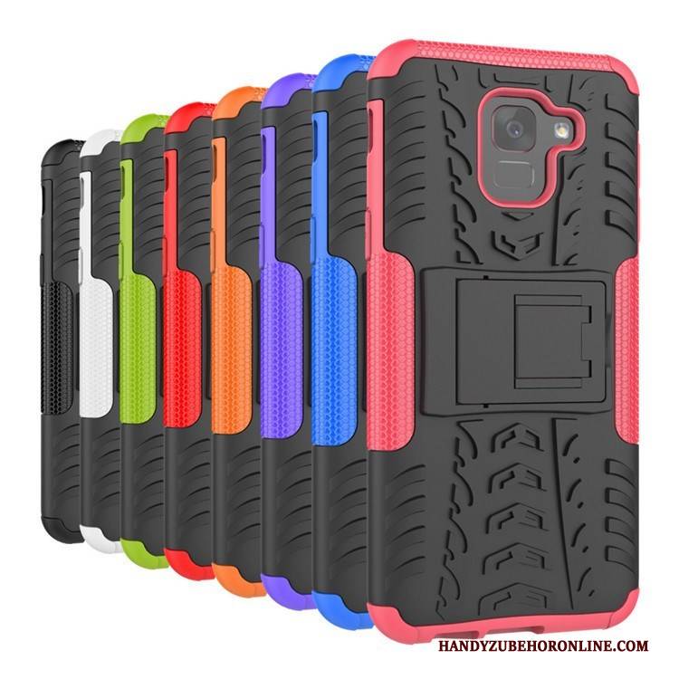 Hülle Samsung Galaxy J6 Taschen Schwer Anti-sturz, Case Samsung Galaxy J6 Halterung Handyhüllen Rot