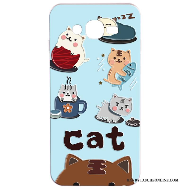 Hülle Samsung Galaxy J7 2015 Schutz Schwer Persönlichkeit, Case Samsung Galaxy J7 2015 Karikatur Hellblau Anti-sturz