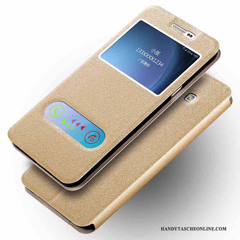 Hülle Samsung Galaxy J7 2016 Lederhülle Handyhüllen Gold, Case Samsung Galaxy J7 2016 Schutz