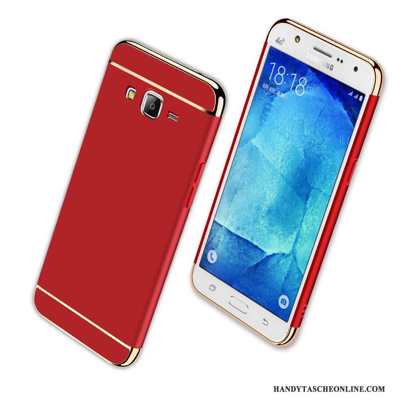 Hülle Samsung Galaxy J7 2016 Taschen Handyhüllen Rot, Case Samsung Galaxy J7 2016 Schutz Nubuck Anti-sturz