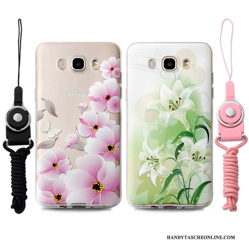 Hülle Samsung Galaxy J7 2016 Weiche Hängende Verzierungen Grün, Case Samsung Galaxy J7 2016 Prägung Handyhüllen