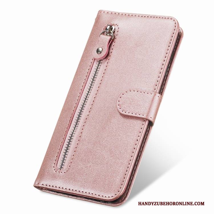 Hülle Samsung Galaxy M20 Folio Kuh Reißverschluss, Case Samsung Galaxy M20 Schutz Mini Rosegold