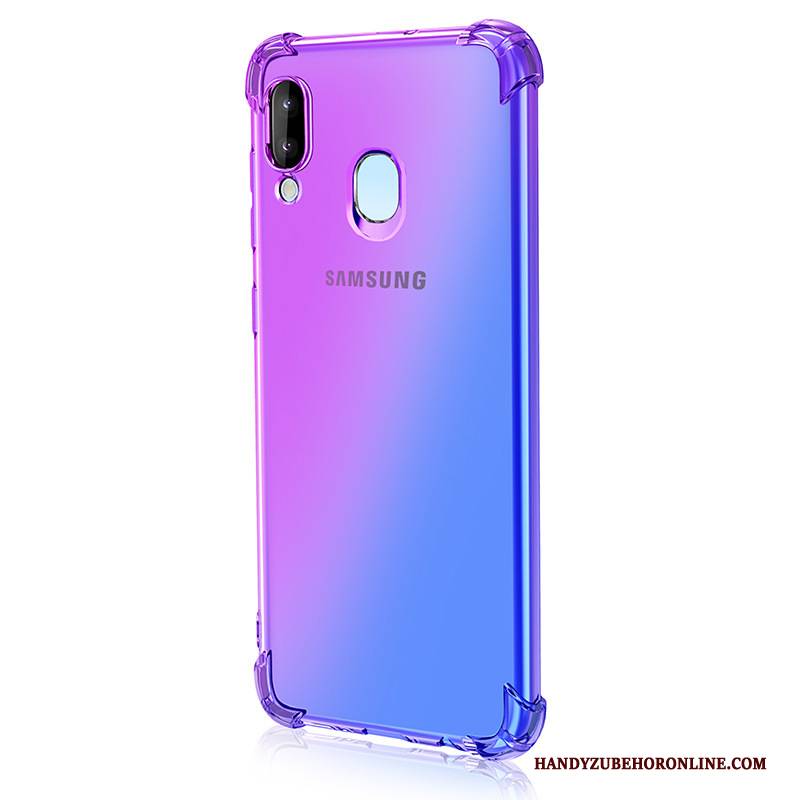 Hülle Samsung Galaxy M20 Handyhüllen Blau, Case Samsung Galaxy M20 Farbverlauf Lila