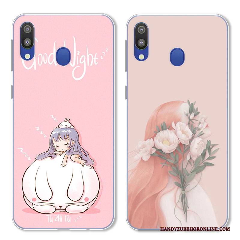 Hülle Samsung Galaxy M20 Karikatur Anti-sturz Handyhüllen, Case Samsung Galaxy M20 Retro Rosa Kunst