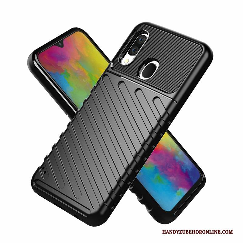 Hülle Samsung Galaxy M20 Taschen Schwarz Handyhüllen, Case Samsung Galaxy M20 Weiche Anti-sturz Pu