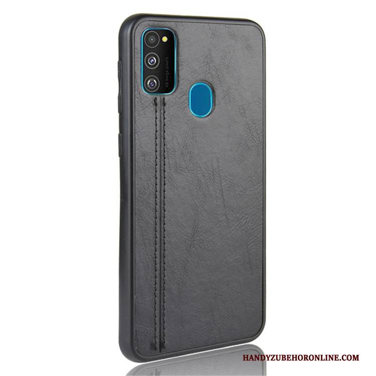 Hülle Samsung Galaxy M30s Leder Schwer Trend, Case Samsung Galaxy M30s Schutz Handyhüllen Schwarz