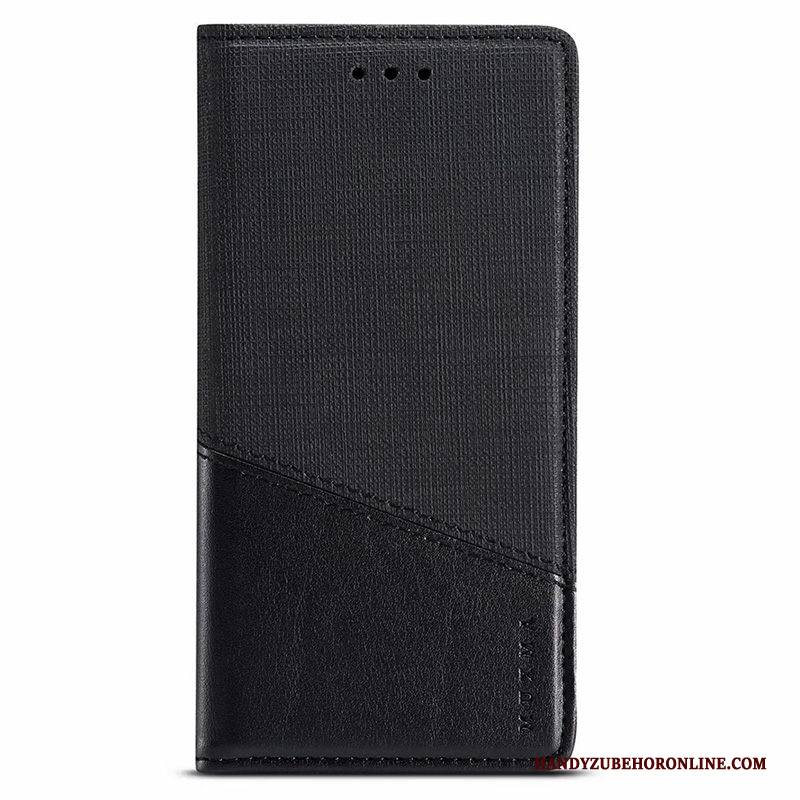 Hülle Samsung Galaxy Note 10+ Folio Stoff Muster, Case Samsung Galaxy Note 10+ Lederhülle Handyhüllen Schwarz