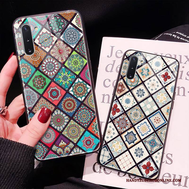 Hülle Samsung Galaxy Note 10 Hängende Verzierungen Glas, Case Samsung Galaxy Note 10 Netto Rot Bunt