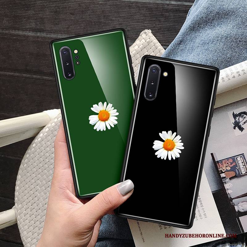 Hülle Samsung Galaxy Note 10 Schutz Chrysanthemes Glas, Case Samsung Galaxy Note 10 Neu Schwarz