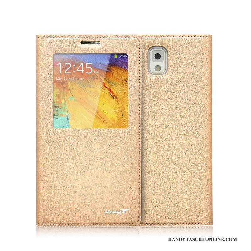 Hülle Samsung Galaxy Note 3 Lederhülle Handyhüllen Gold, Case Samsung Galaxy Note 3 Schutz Neu