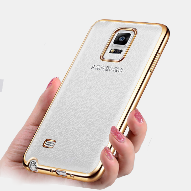 Hülle Samsung Galaxy Note 4 Weiche Gold Transparent, Case Samsung Galaxy Note 4 Schutz Handyhüllen Anti-sturz