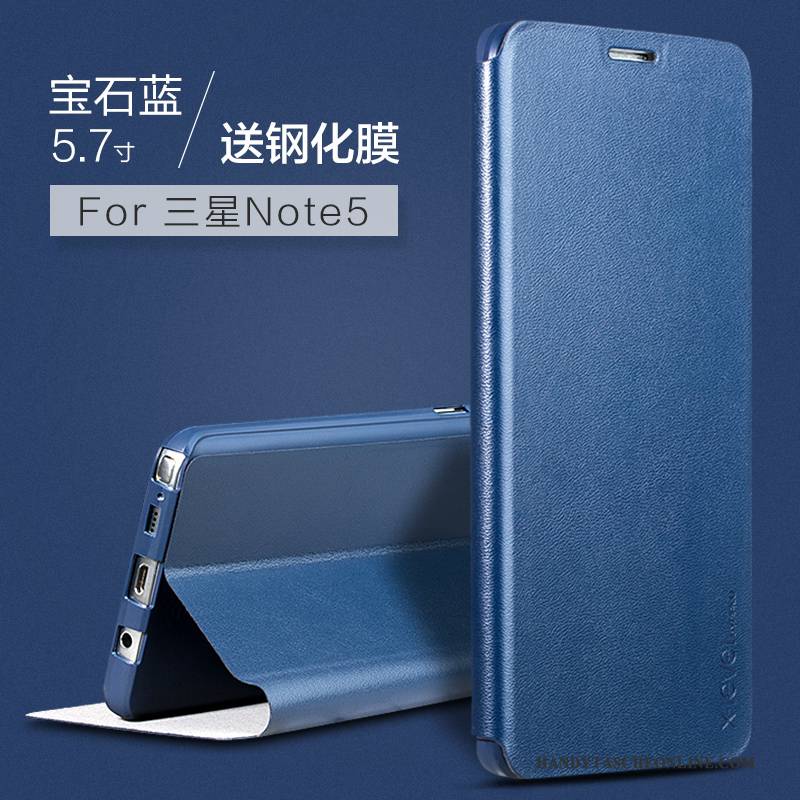 Hülle Samsung Galaxy Note 5 Folio Anti-sturz Karte, Case Samsung Galaxy Note 5 Lederhülle Schlank Grün