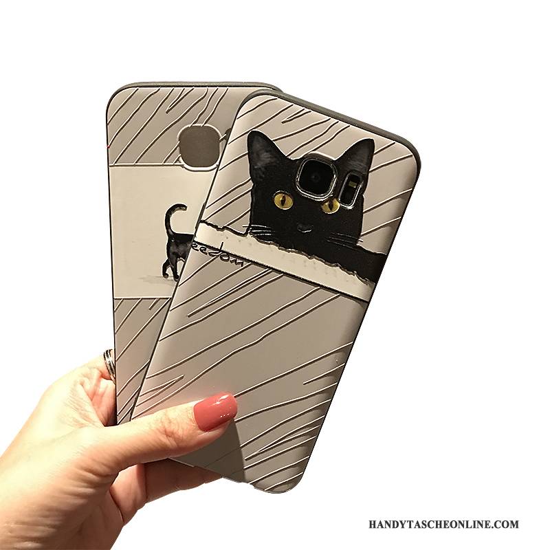 Hülle Samsung Galaxy Note 5 Weiche Schwarz Nubuck, Case Samsung Galaxy Note 5 Prägung Bär Grau