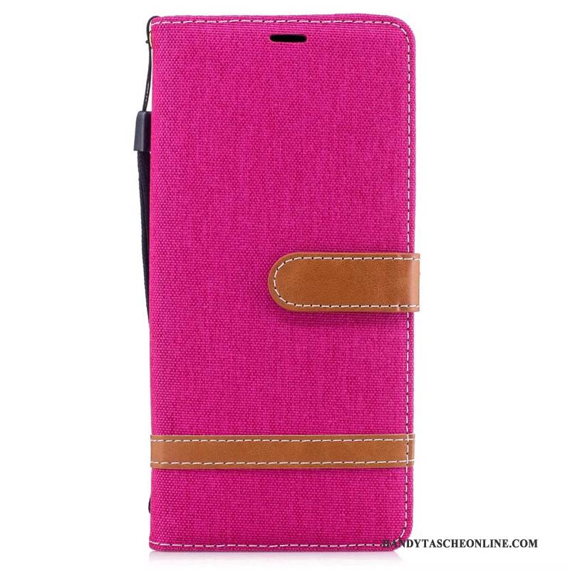 Hülle Samsung Galaxy Note 8 Folio Trend Denim, Case Samsung Galaxy Note 8 Geldbörse Rot