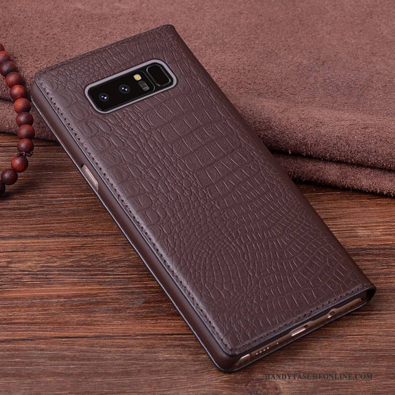 Hülle Samsung Galaxy Note 8 Leder Handyhüllen Braun, Case Samsung Galaxy Note 8 Schutz
