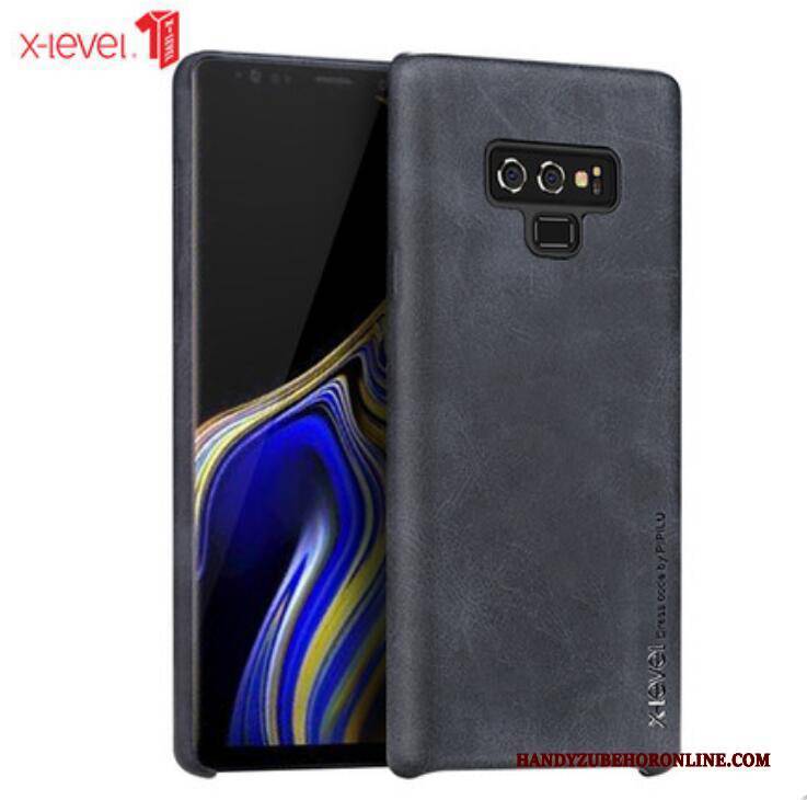 Hülle Samsung Galaxy Note 9 Lederhülle Grau Anti-sturz, Case Samsung Galaxy Note 9 Schutz Schlank Business